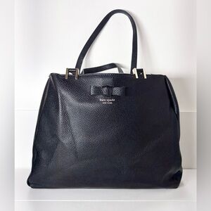 Kate Spade Genuine Leather Black Tote Purse Shoulder Bag Pebbled Functional